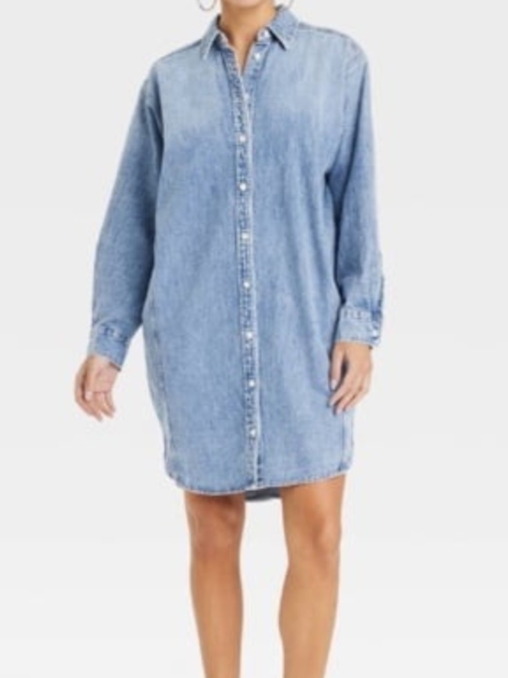 Universal Thread Light Blue Denim Button-Front Shirt Dress XS